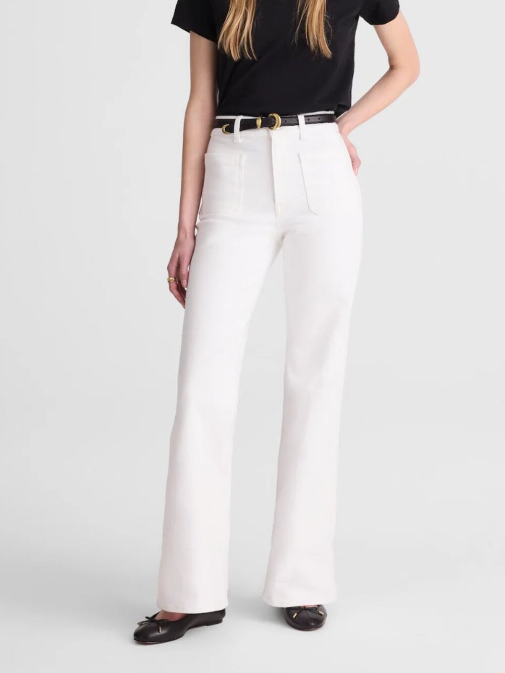 Madewell Short Emmy Super Stretch Denim Wide Leg Jeans White Size 26S NWT